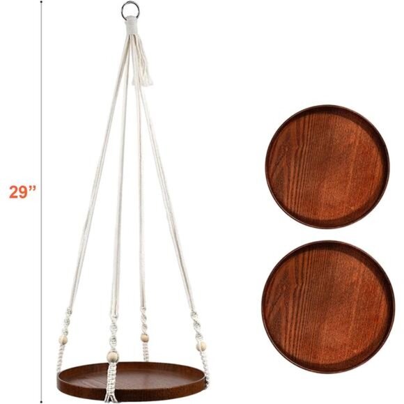 Macrame Plant Hanger - 2 Set Indoor Hanging Planter Shelf - Hanging Planter - Picture 3 of 8